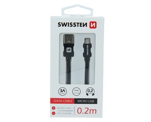 Swissten Textile Quick Charge Универсальный Micro USB Кабель данных 0.2m черный цена и информация | Кабели для телефонов | pigu.lt