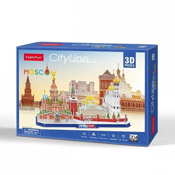 3 D dėlionė CubicFun City Line Moskwa, 204 detalės kaina ir informacija | Dėlionės (puzzle) | pigu.lt