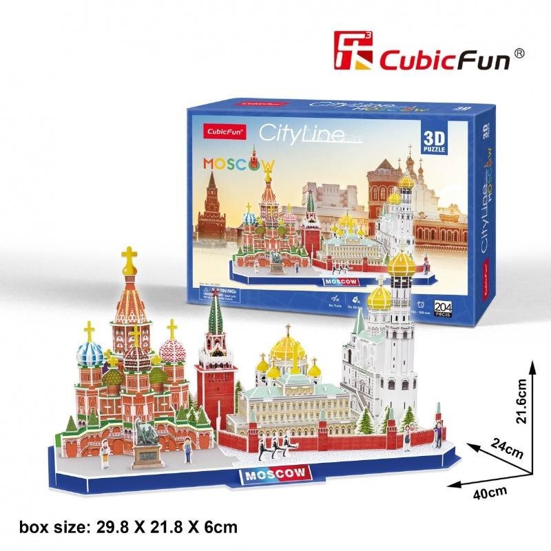 3 D dėlionė CubicFun City Line Moskwa, 204 detalės kaina ir informacija | Dėlionės (puzzle) | pigu.lt