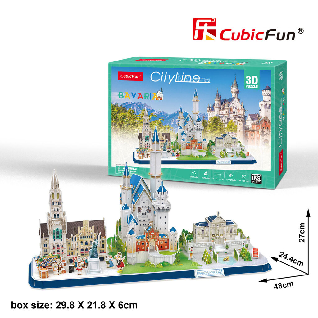3D dėlionė CubicFun Bavaria, 178 d. kaina ir informacija | Dėlionės (puzzle) | pigu.lt
