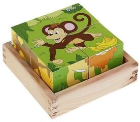Kubelių dėlionė "Zoologijos sodas", Woody kaina ir informacija | Lavinamieji žaislai | pigu.lt