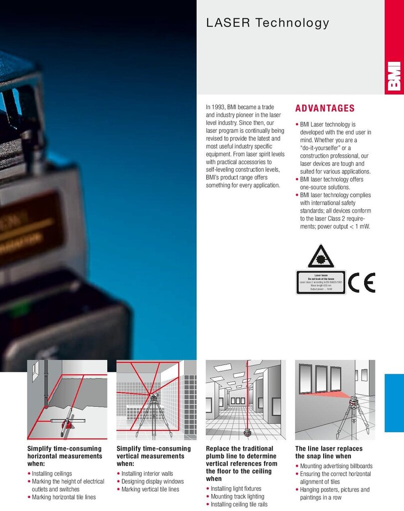 Kryžminis ir 5 linijų lazerinis nivelyras BMI autoMAGIC (su imtuvu) цена и информация | Mechaniniai įrankiai | pigu.lt