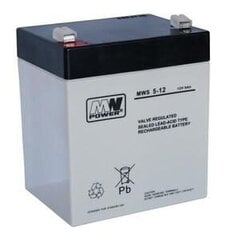 MWPower akumuliatorius MWS 12V 5Ah F1(187) AGM, 5 metai kaina ir informacija | Elementai | pigu.lt