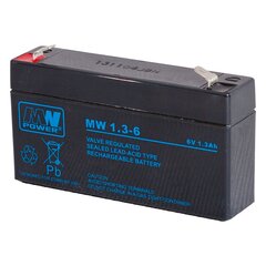MWPower akumuliatorius MW 6V 1.3Ah F1(187) AGM, 6-9 metai kaina ir informacija | Elementai | pigu.lt
