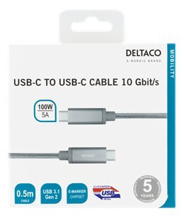 Deltaco USBC-1416M, USB C, 0.5m kaina ir informacija | Laidai telefonams | pigu.lt