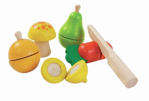 Žaislinis maisto rinkinys PlanToys Fruit & Vegetable Play Set kaina ir informacija | Lavinamieji žaislai | pigu.lt