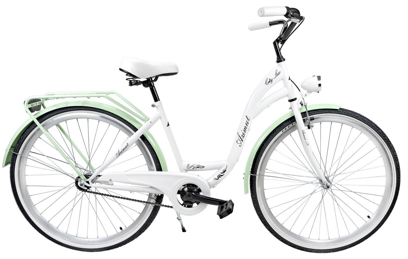 Moteriškas miesto dviratis Azimut City Lux 28" 2019, baltas/žalias kaina ir informacija | Dviračiai | pigu.lt