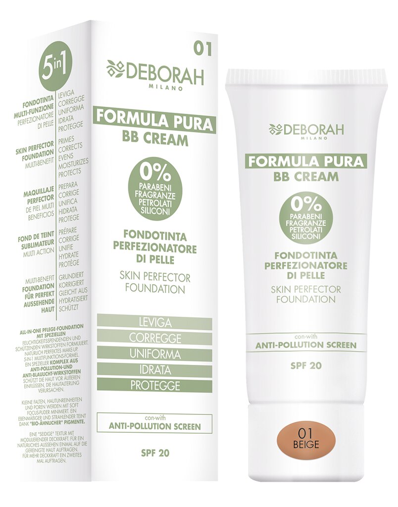 BB veido kremas Deborah Milano Formula Pura SPF20 30 ml цена и информация | Veido kremai | pigu.lt