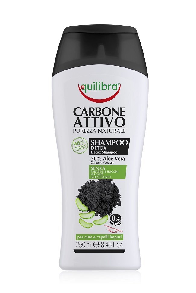 Šampūnas Equilibra Carbo Detox Aloe Vera 250 ml kaina ir informacija | Šampūnai | pigu.lt