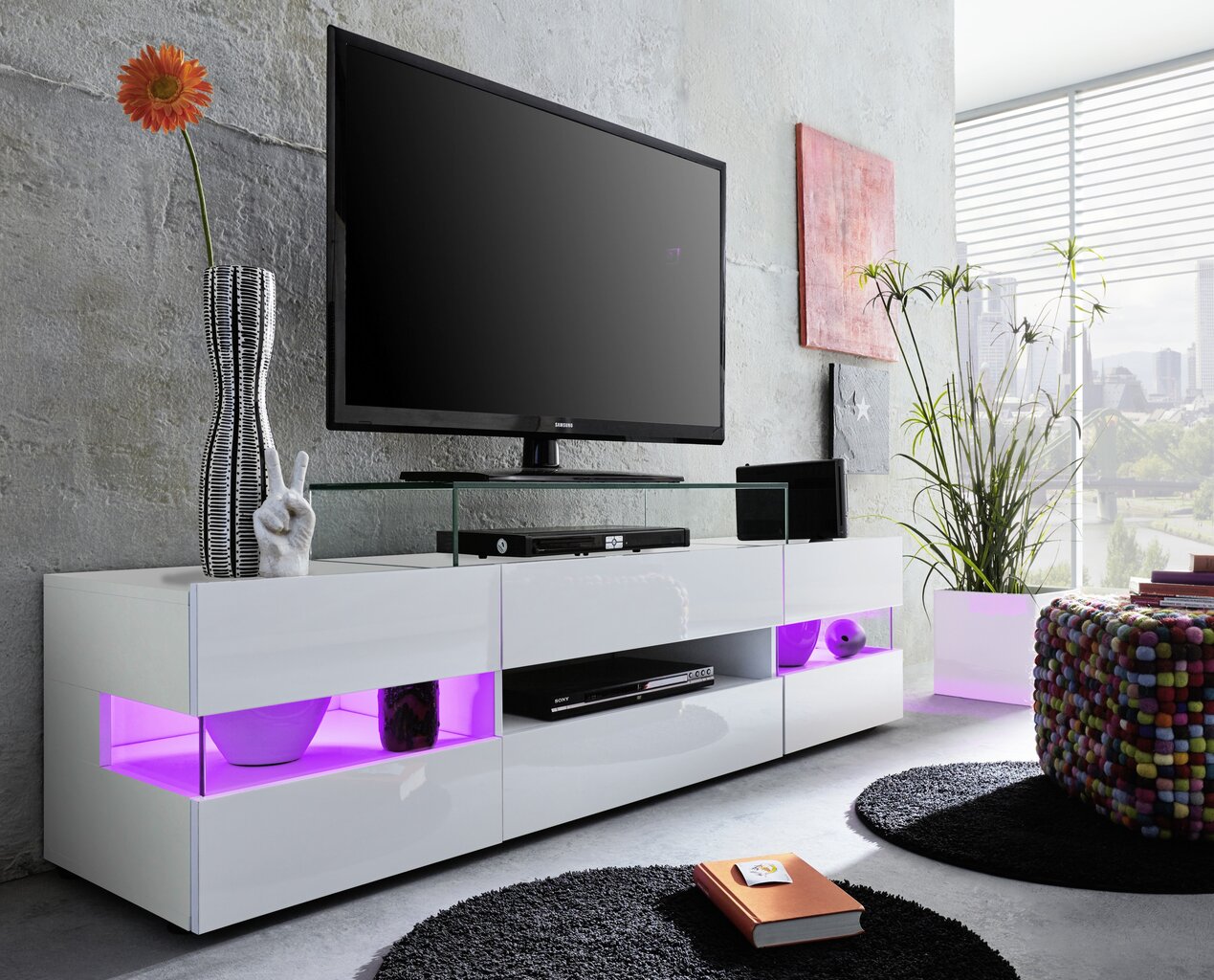 LED apšvietimas RTV spintelei Sonic, keičiantis spalvas kaina ir informacija | Kiti priedai baldams | pigu.lt