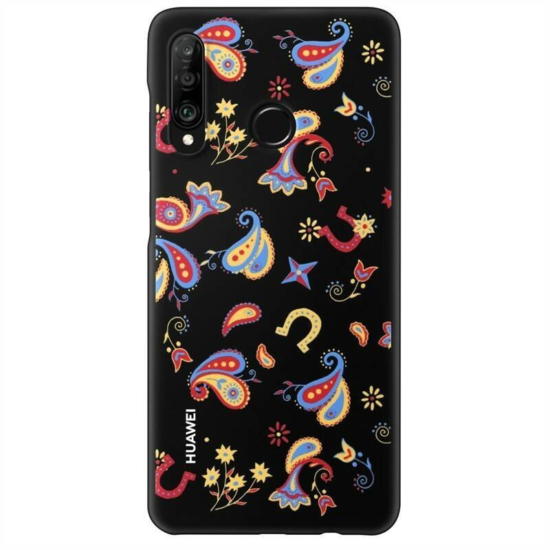 Protective PC case for Huawei P30 Lite Floral Black kaina ir informacija | Telefono dėklai | pigu.lt