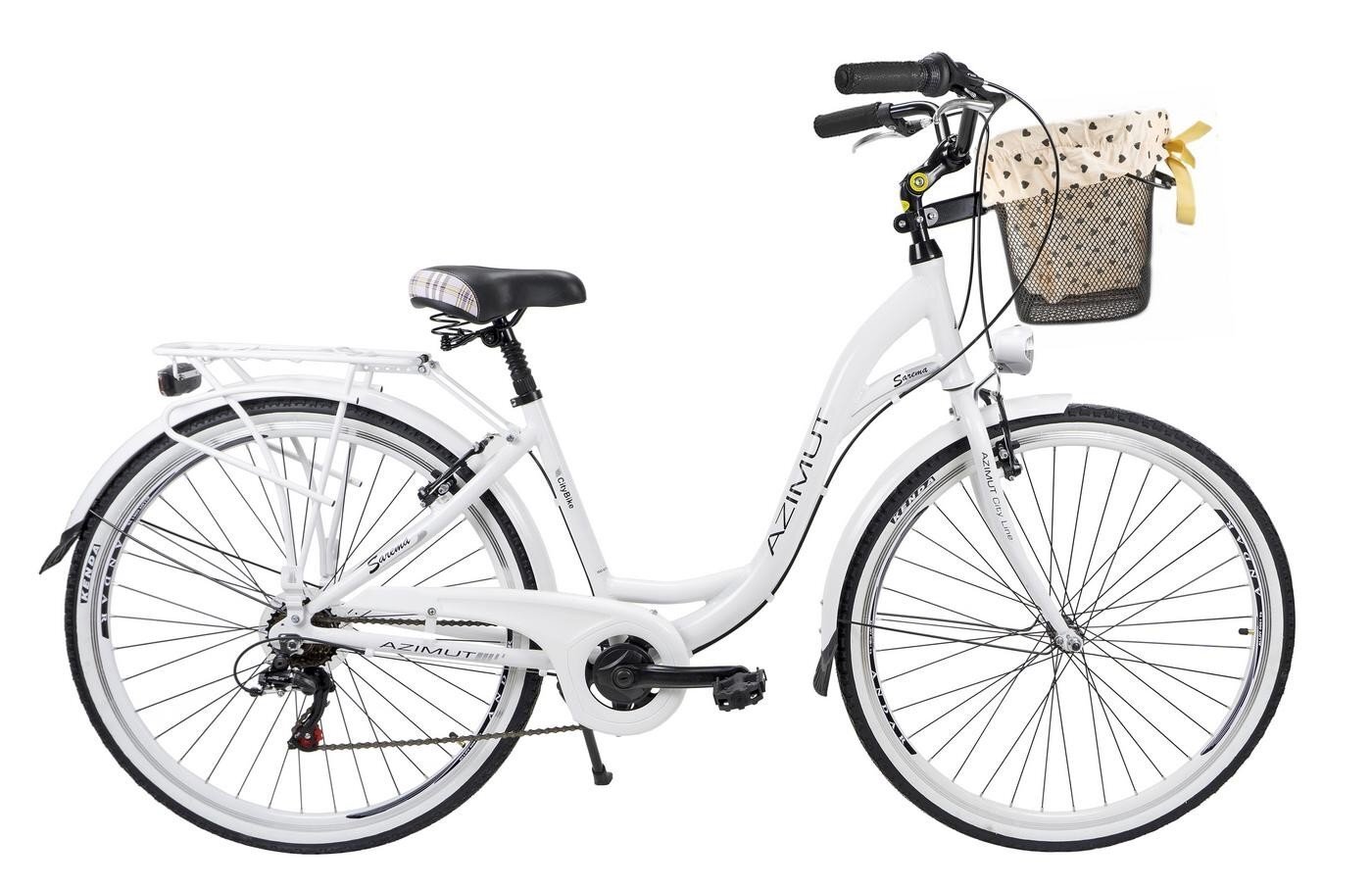 Moteriškas miesto dviratis Azimut Sarema 26" Alu TX 6-speed 2019 su krepšeliu, baltas kaina ir informacija | Dviračiai | pigu.lt
