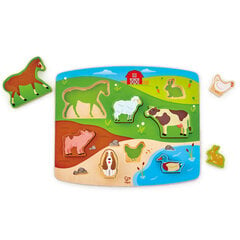 Деревянная головоломка Животные фермы Hape, E1454A цена и информация | Игрушки для малышей | pigu.lt
