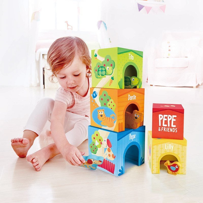 Didelės medinė kaladėlės Pepė ir draugai Hape, E0451A цена и информация | Žaislai kūdikiams | pigu.lt