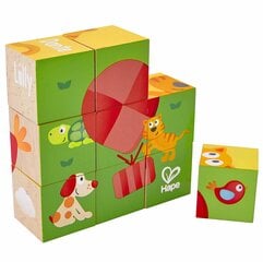 Medinės kaladėlės-dėlionė Pepė ir draugai Hape, E0452A kaina ir informacija | Žaislai kūdikiams | pigu.lt
