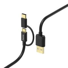 Hama 178327, USB-A - microUSB, USB-C, 1 m kaina ir informacija | Laidai telefonams | pigu.lt