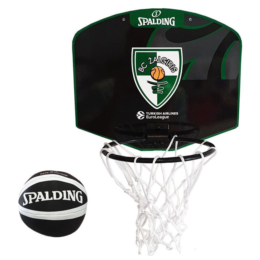 Mini krepšinio lenta Spalding Žalgiris, su kamuoliu kaina ir informacija | Krepšinio lentos | pigu.lt