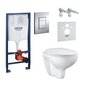 WC komplektas Grohe Bau Ceramic Rimless 39586000: potinkinis rėmas + klozetas + lėtaeigis dangtis + mygtukas kaina ir informacija | Klozetai | pigu.lt