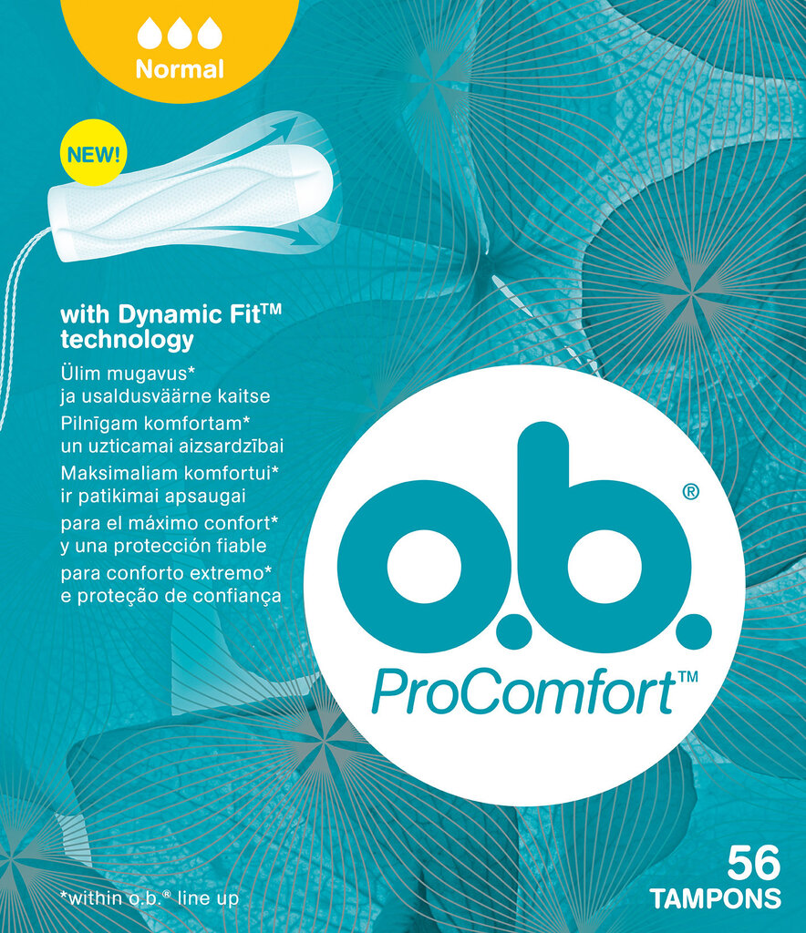 Tamponai O.B. ProComfort Normal, 56 vnt. цена и информация | Tamponai, higieniniai paketai, įklotai | pigu.lt