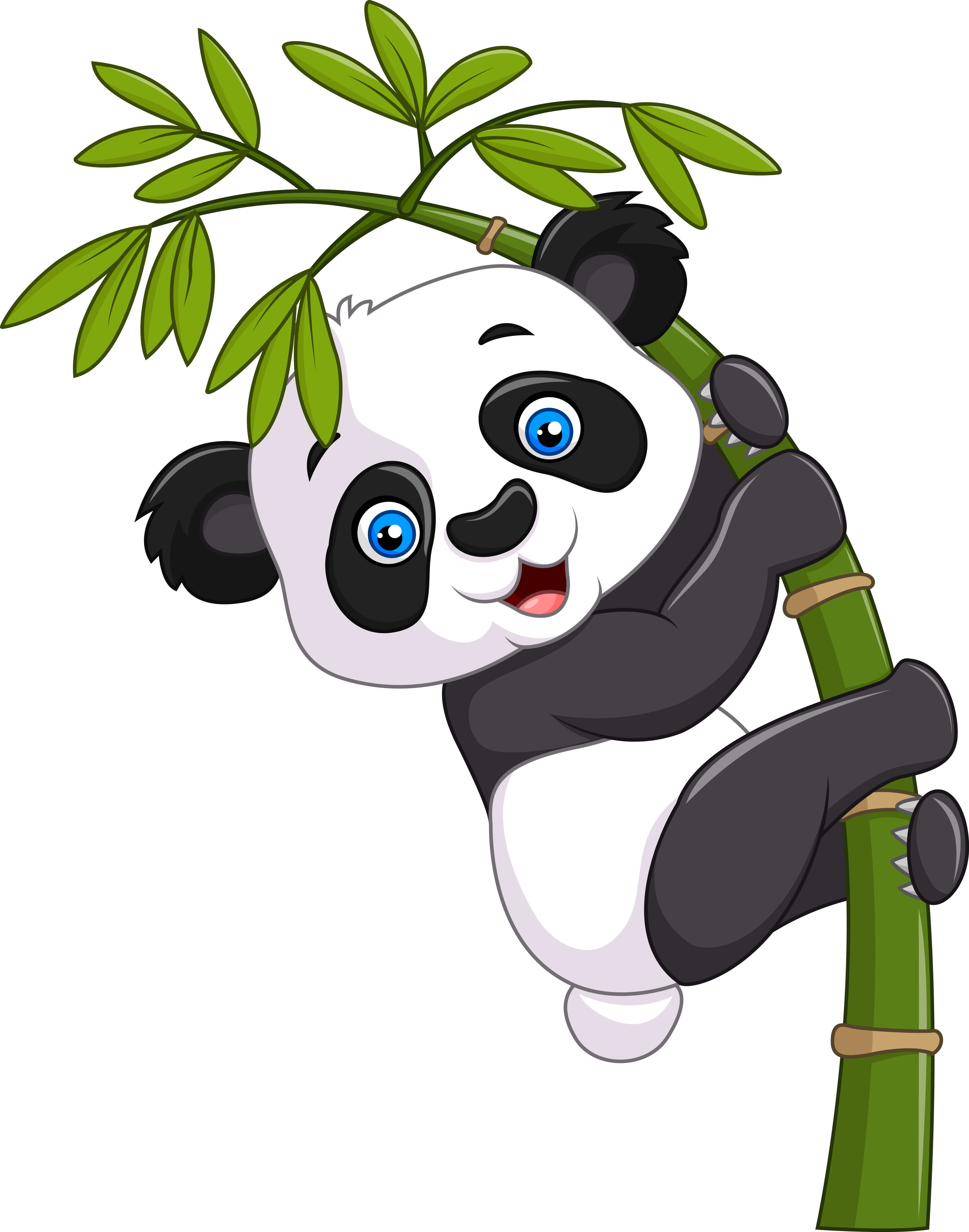 Детский рисунок панда с бамбуком