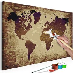 Pasidaryk pats - paveikslas ant drobės - Pasaulio žemėlapis (Rudų atspavių) 60x40 cm. kaina ir informacija | Tapyba pagal skaičius | pigu.lt