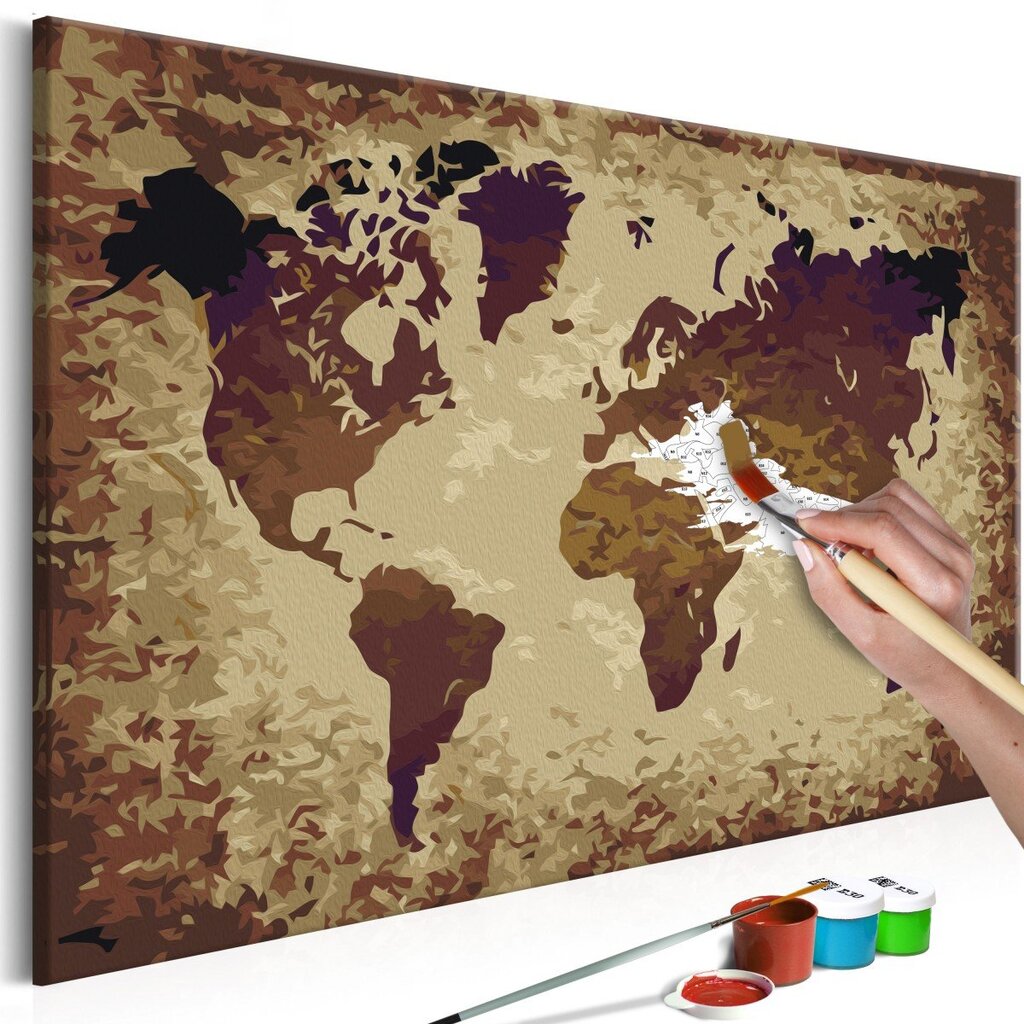 Tapyba pagal skaičius Pasaulio žemėlapis 60x40 cm kaina ir informacija | Tapyba pagal skaičius | pigu.lt