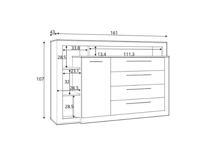 Komoda Forte Bellevue BLQK351L-N09, ruda цена и информация | Komodos | pigu.lt