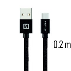 Swissten Textile Универсальный Quick Charge 3.1 USB-C USB Кабель данных 20 cм Черный цена и информация | Кабели для телефонов | pigu.lt
