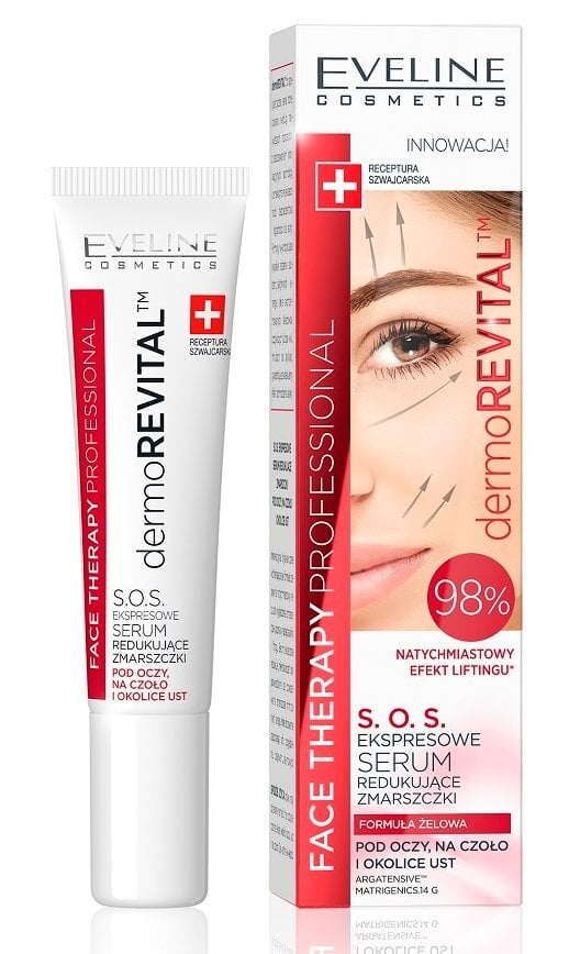 Intensyvus paakių serumas Eveline Cosmetics Face Therapy Professional Dermorevital S.O.S., 15 ml цена и информация | Paakių kremai, serumai | pigu.lt