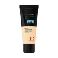 Maybelline Fit Me Foundation tonalinis kremas 30 ml, 112 Soft Beige kaina ir informacija | Makiažo pagrindai, pudros | pigu.lt