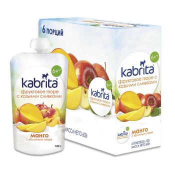 Kabrita Пюре из манго и яблок Kabrita с кремом из козьего молока, с 6 месяцев, 100 г x6 коробочек цена и информация | Пюре | pigu.lt