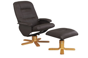 Кресло с подставкой для ног Notio Living Napoli, коричневого/дубового цвета цена и информация | Кресла в гостиную | pigu.lt