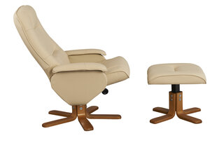 Кресло с подставкой для ног Notio Living Napoli, кремового/дубового цвета  цена и информация | Кресла в гостиную | pigu.lt