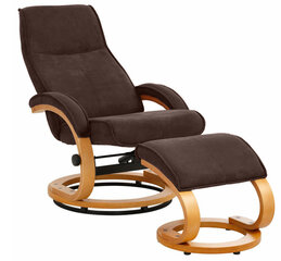 Кресло с пуфом Notio Living Paprika I, коричневое/цвета дуба цена и информация | Кресла в гостиную | pigu.lt