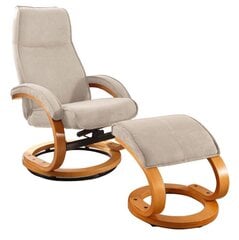 Кресло с пуфом Notio Living Paprika I, кремовое/цвета дуба цена и информация | Кресла в гостиную | pigu.lt