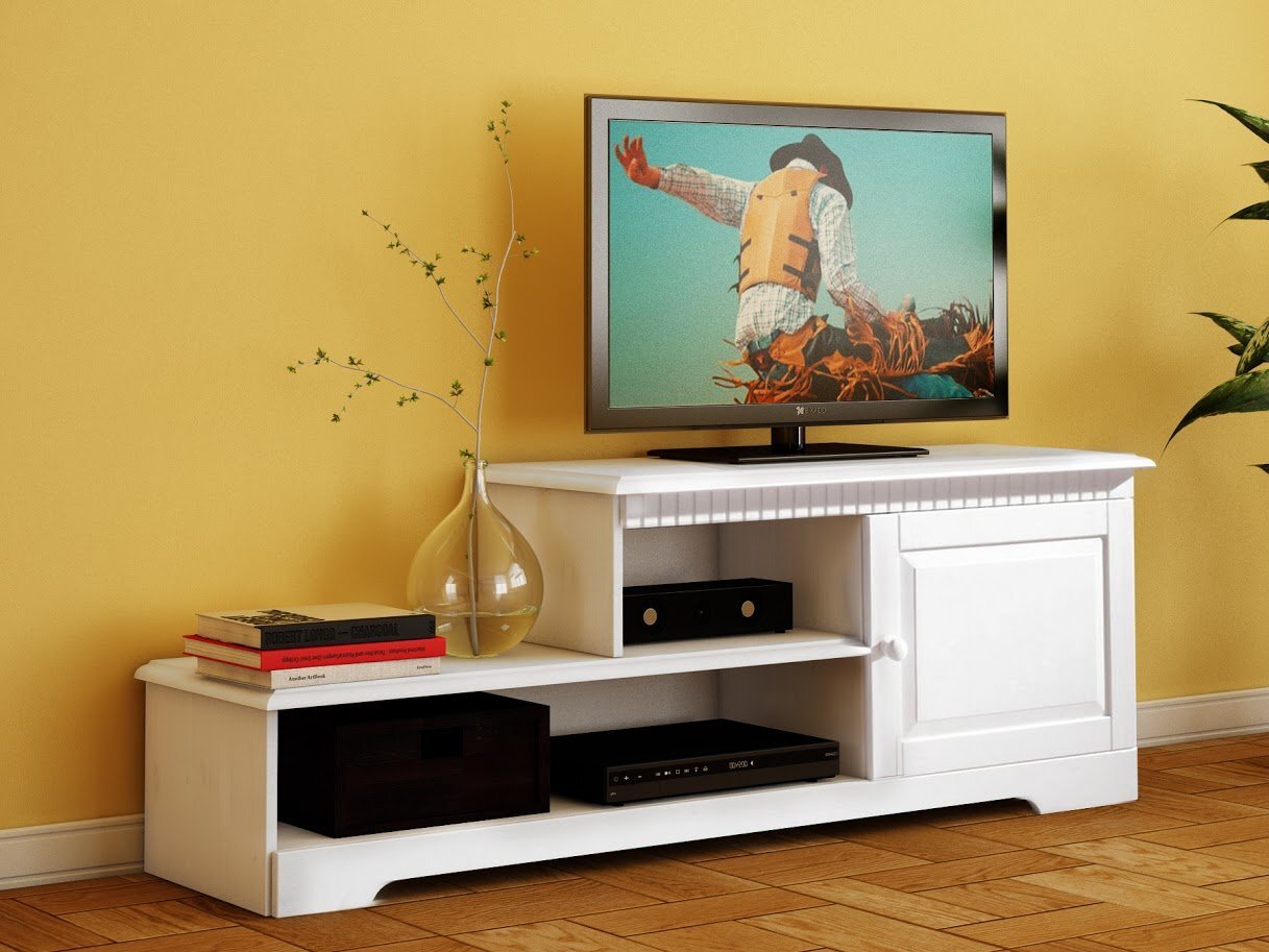 TV staliukas Caroline 1D, baltas kaina ir informacija | TV staliukai | pigu.lt