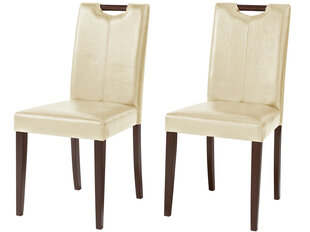 2-jų kėdžių komplektas Sawyer PU, smėlio/rudos spalvos kaina ir informacija | Virtuvės ir valgomojo kėdės | pigu.lt