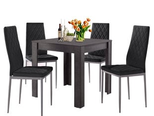 IŠMATAVIMAI Valgomojo baldų komplektas Notio Living Lori 80/Barak, tamsiai pilkas/juodas //nėra kėdžių išmatavimų цена и информация | Комплекты мебели для столовой | pigu.lt