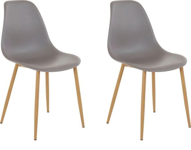 2-jų kėdžių komplektas Miller PU, šviesiai pilkas kaina ir informacija | Virtuvės ir valgomojo kėdės | pigu.lt