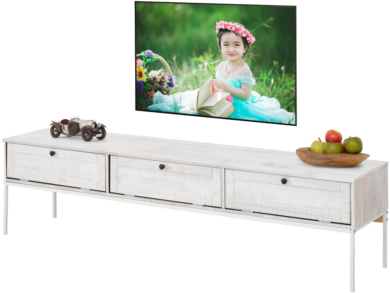 TV spintelė Notio Living Freya 3D, balta kaina ir informacija | TV staliukai | pigu.lt