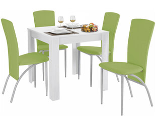 Комплект мебели для столовой Notio Living Lori 80/Nevada, белый/зеленый цена и информация | Комплекты мебели для столовой | pigu.lt