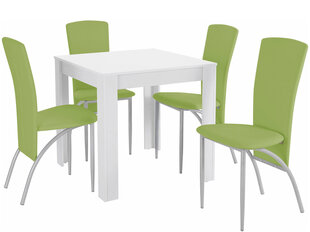 Комплект мебели для столовой Notio Living Lori 80/Nevada, белый/зеленый цена и информация | Комплекты мебели для столовой | pigu.lt