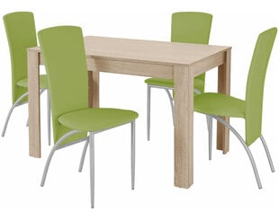 Комплект мебели для столовой Notio Living Lori 120/Nevada, цвета дуба/зеленый цена и информация | Комплекты мебели для столовой | pigu.lt