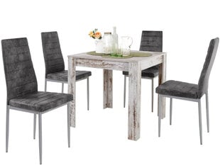 Комплект столовой мебели Notio Living Lori 80/Kota, старинный белый/серый // размеры стульев не указаны цена и информация | Комплекты мебели для столовой | pigu.lt