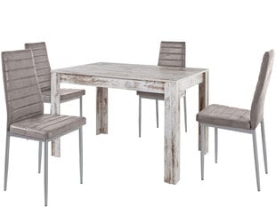 Комплект мебели для столовой Notio Living Lori 120/Kota, старинный белый/светло-серый цена и информация | Комплекты мебели для столовой | pigu.lt