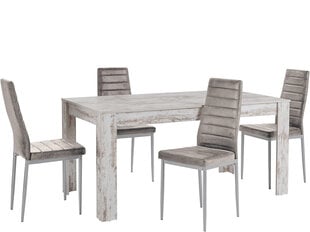 Комплект мебели для столовой Notio Living Lori 160/Kota, старинный белый/серый цена и информация | Комплекты мебели для столовой | pigu.lt