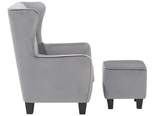 Кресло с пуфом Notio Living Paprika Velvet, серое цена и информация | Кресла в гостиную | pigu.lt