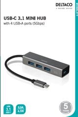 Deltaco USBC-HUB11, USB-C цена и информация | Адаптеры, USB-разветвители | pigu.lt