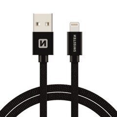 Swissten Textile Fast Charge 3A Lightning (MD818ZM/A) Data and Charging Cable 3m Black kaina ir informacija | Swissten Buitinė technika ir elektronika | pigu.lt