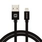 Swissten Textile Fast Charge 3A Lightning (MD818ZM/A) Data and Charging Cable 3m Black kaina ir informacija | Kabeliai ir laidai | pigu.lt